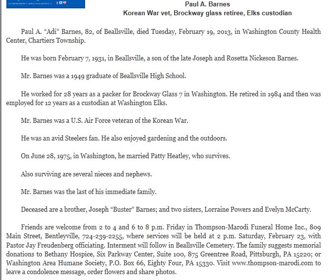 Paul A. Barnes obituary